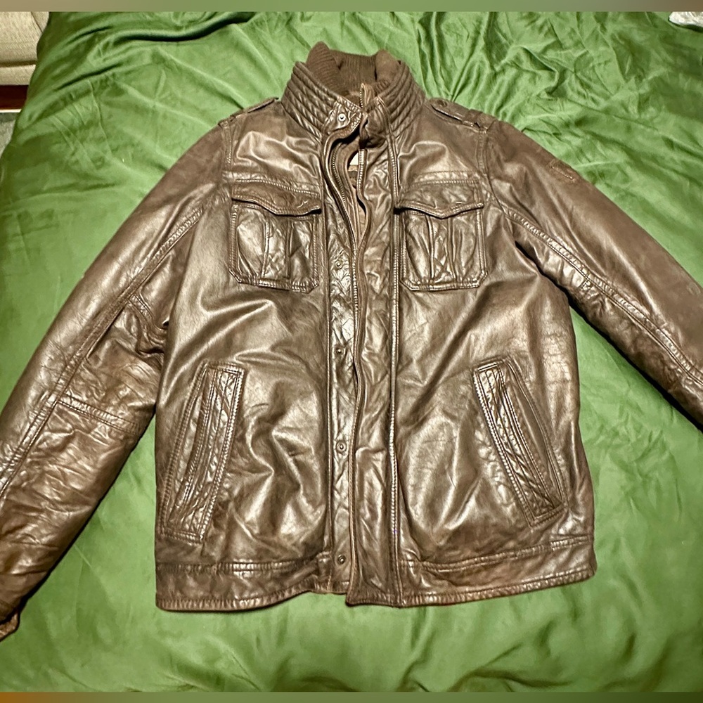 Abercrombie & Fitch Mens XL Leather Jacket Rare
